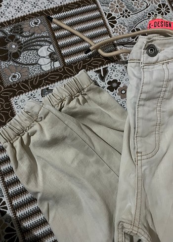 Kremsi Pamuklu Kemerli Salaş erkek paça lastikli Pantolon - Görsel 3