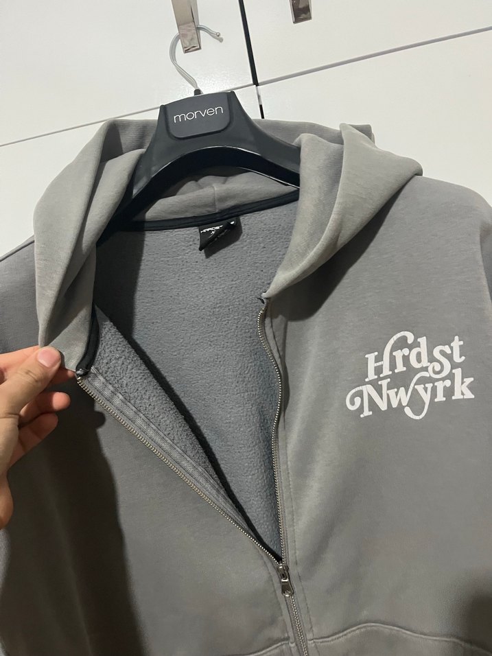 Oversize kesim Ceket baskılı ithalat ürünü gri renk - Görsel 3