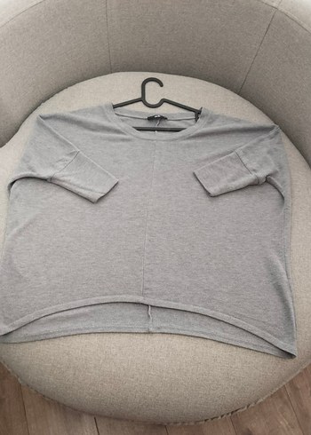 Adil ışık Gri Kadın Triko Salaş Kazak - Görsel 4