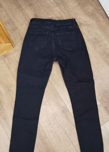 adil ışık Düğmeli Siyah Kadın Denim Pantolon - Görsel 6