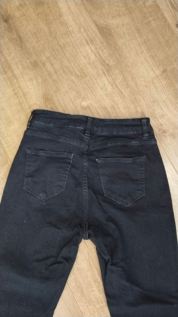 adil ışık Düğmeli Siyah Kadın Denim Pantolon - Görsel 5