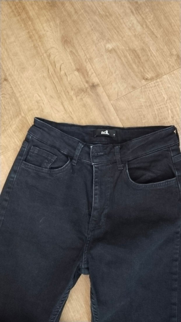 adil ışık Düğmeli Siyah Kadın Denim Pantolon - Görsel 2