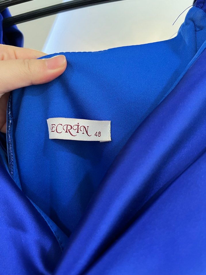 Drapeli Lacivert Uzun Abiye Elbise - Görsel 4