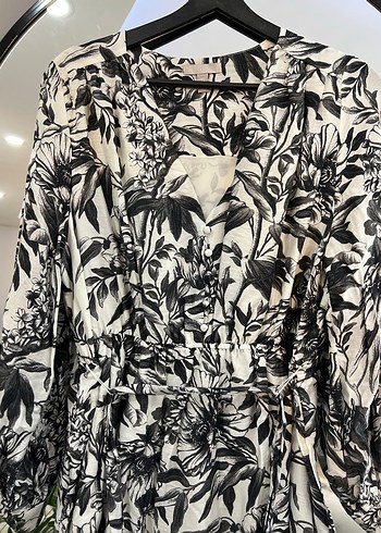 Gri Desenli Uzun Kollu  Elbise - Görsel 2