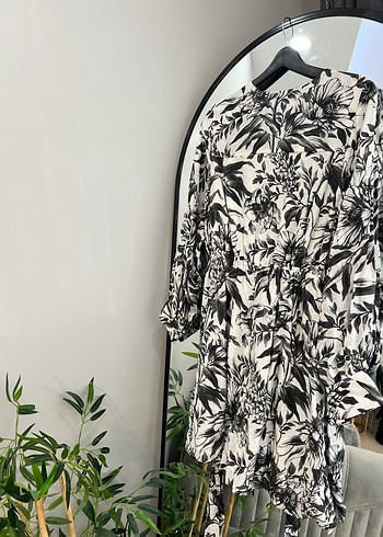 Gri Desenli Uzun Kollu  Elbise - Görsel 5