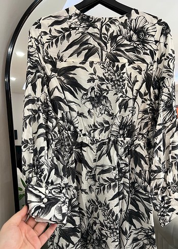 Gri Desenli Uzun Kollu  Elbise - Görsel 4