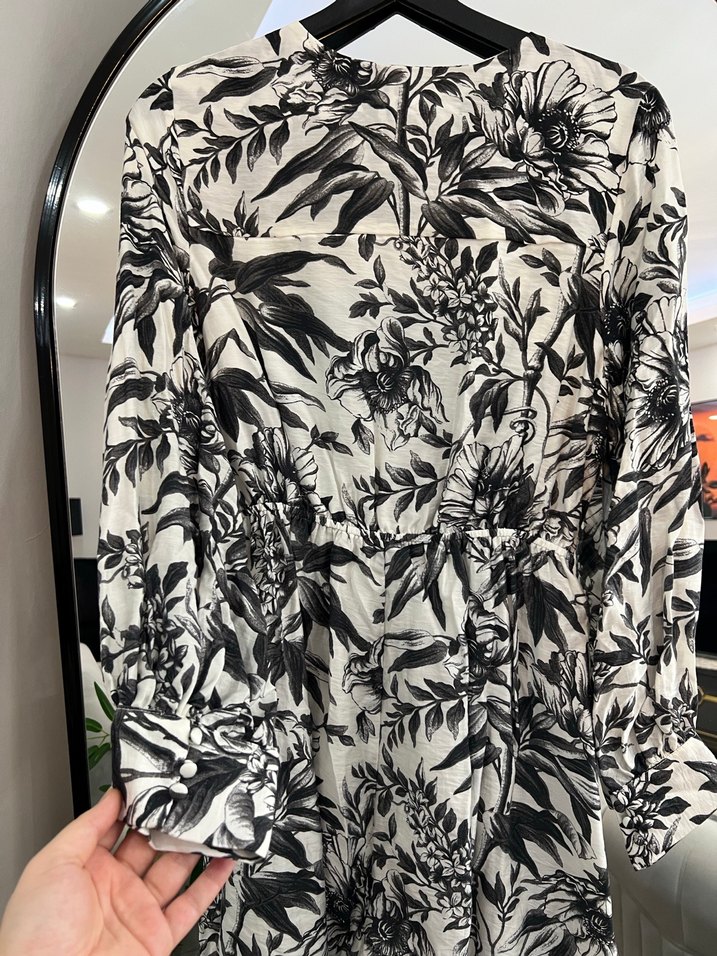 Gri Desenli Uzun Kollu  Elbise - Görsel 4