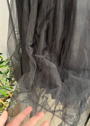 Siyah İşlemeli Uzun Straplez Abiye Elbise - Görsel 10