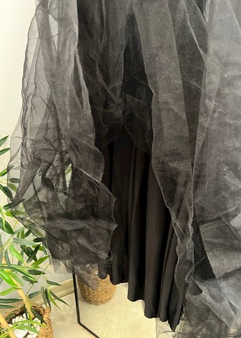 Siyah İşlemeli Uzun Straplez Abiye Elbise - Görsel 9