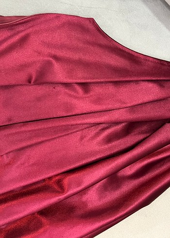 Bordo Drapeli Uzun Abiye Elbise - Görsel 5