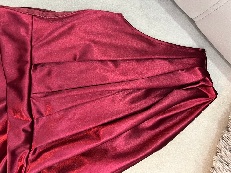 Bordo Drapeli Uzun Abiye Elbise - Görsel 5