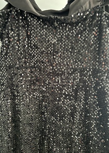 Siyah Nakışlı Midi Abiye Elbise - Görsel 2