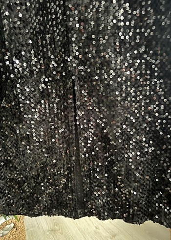 Siyah Nakışlı Midi Abiye Elbise - Görsel 4