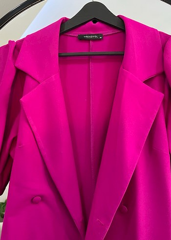 Pembe Mini Kadın Ceket Düğmeli - Görsel 5