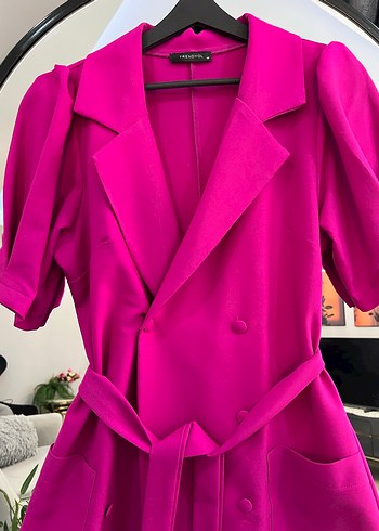 Pembe Mini Kadın Ceket Düğmeli - Görsel 3