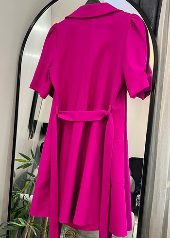 Pembe Mini Kadın Ceket Düğmeli - Görsel 6