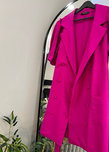 Pembe Mini Kadın Ceket Düğmeli - Görsel 4