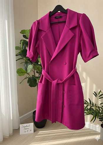 Pembe Mini Kadın Ceket Düğmeli - Görsel 7