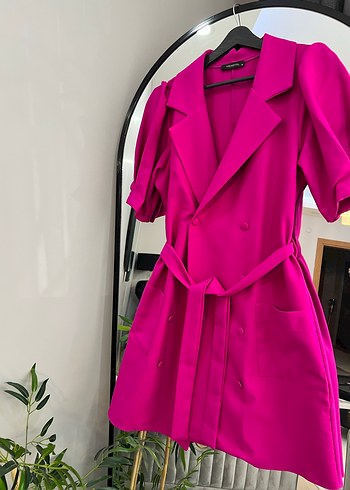 Pembe Mini Kadın Ceket Düğmeli - Görsel 2