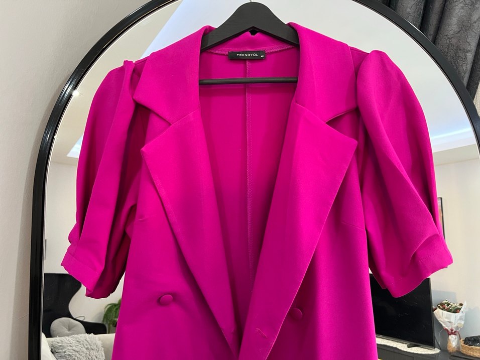 Pembe Mini Kadın Ceket Düğmeli - Görsel 5