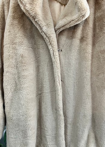 Bej Kadın Suni Kürk Midi Mont - Görsel 2