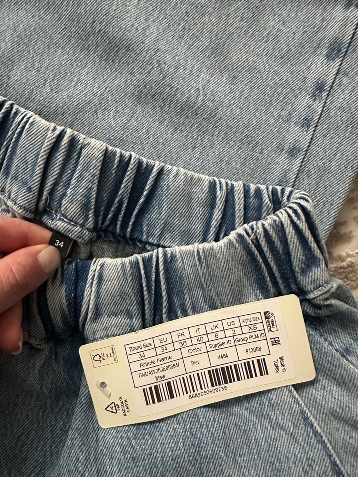 Dantel Detaylı Rahat Kesim Mavi Kadın Jean - Görsel 3