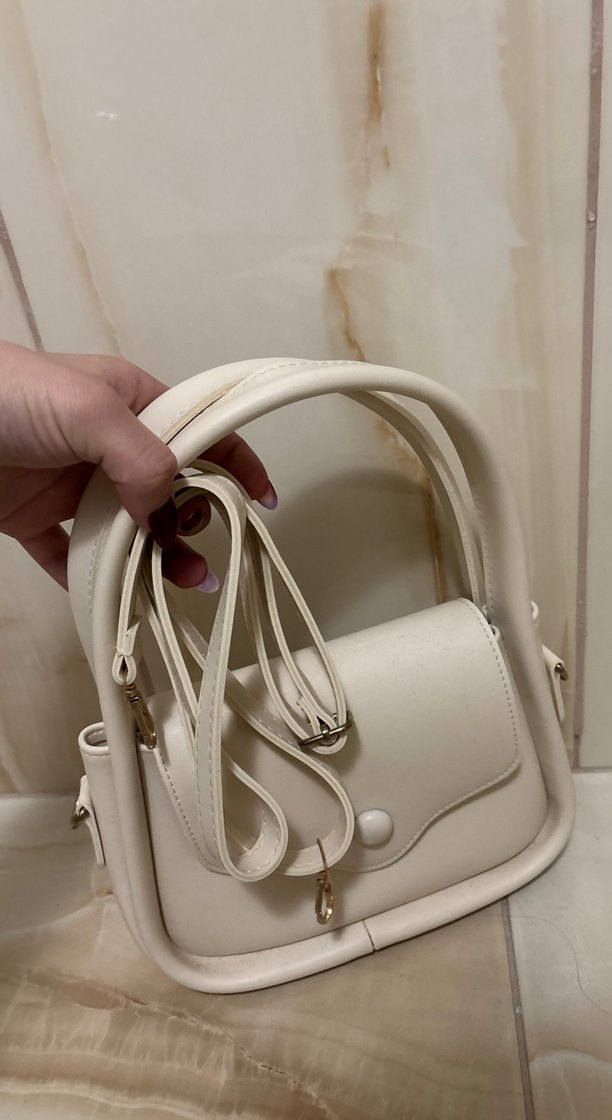 Minimalist Beyaz Deri Kadın Çanta - Görsel 3