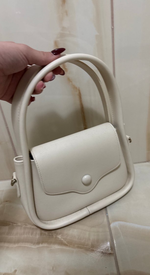 Minimalist Beyaz Deri Kadın Çanta - Görsel 2