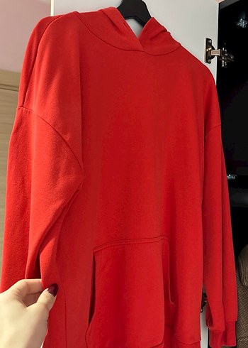 Kırmızı Kadın Kapüşonlu Sweatshirt - Görsel 3