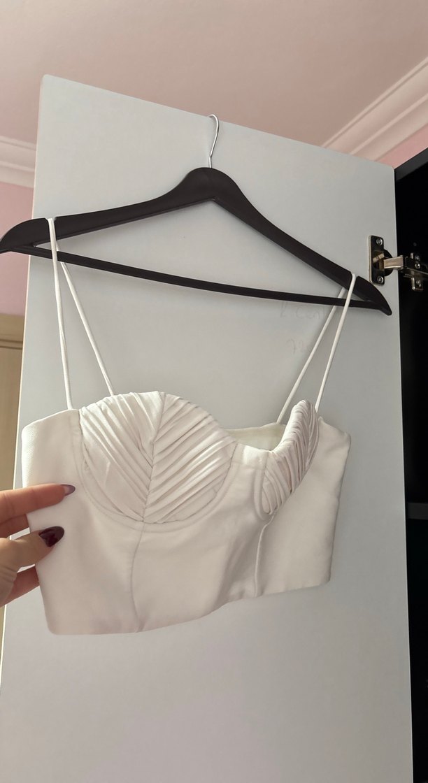 Beyaz Pilili Straplez Mini Büstiyer - Görsel 2