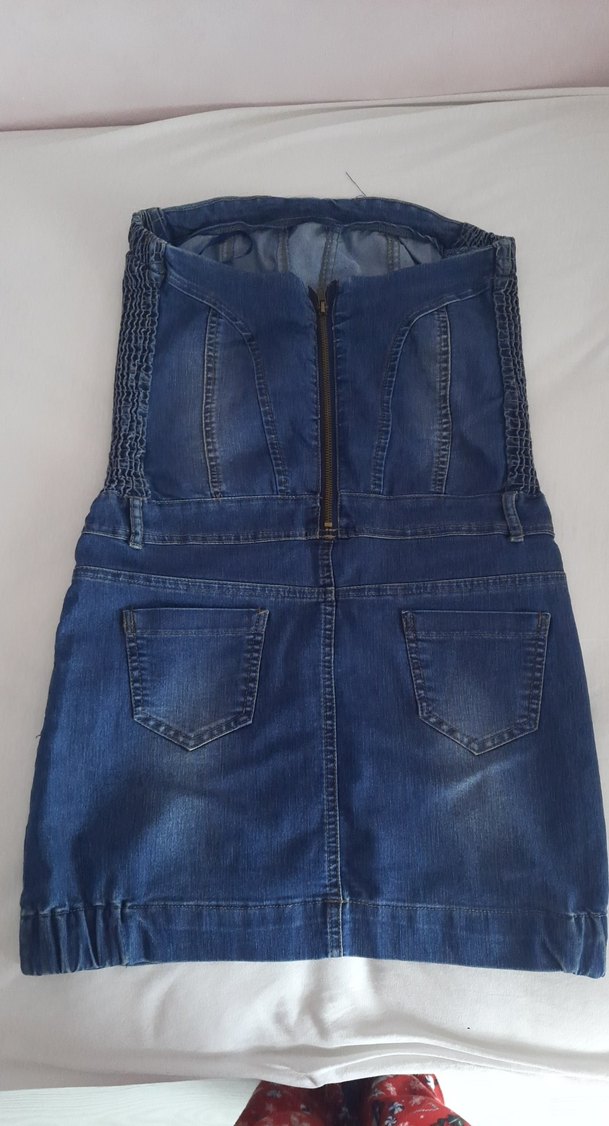 Kemer Detaylı Lacivert Midi Kadın Kot Elbise - Görsel 3