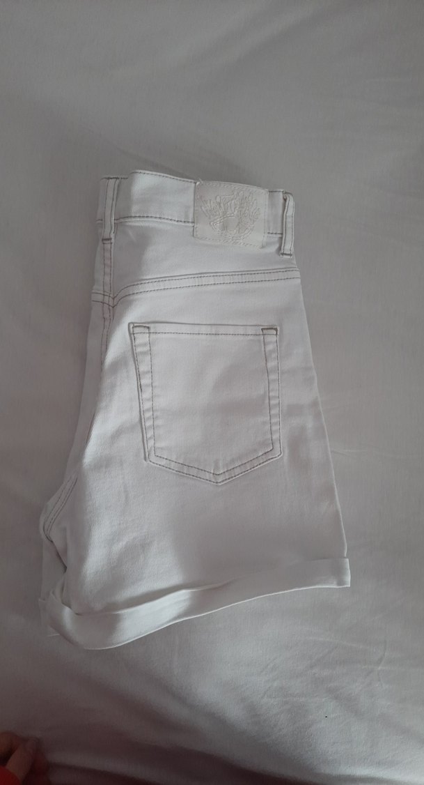 colins Kadın Beyaz Mini Denim Şort - Görsel 3