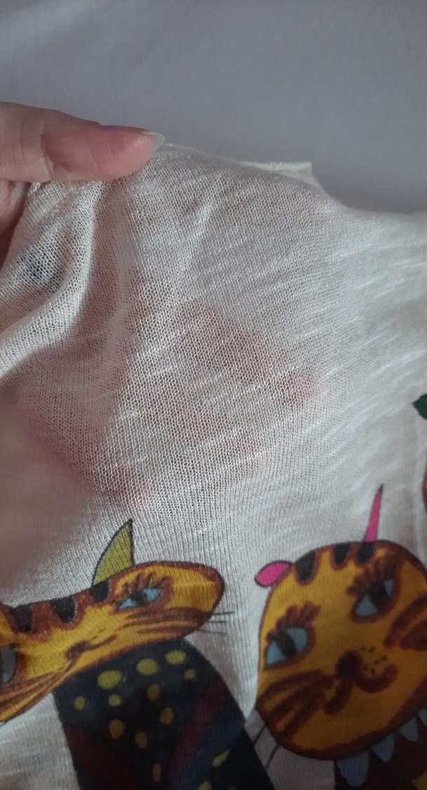 Bohem Çok Renkli Örgü Kedi Desenli Tişört - Görsel 4