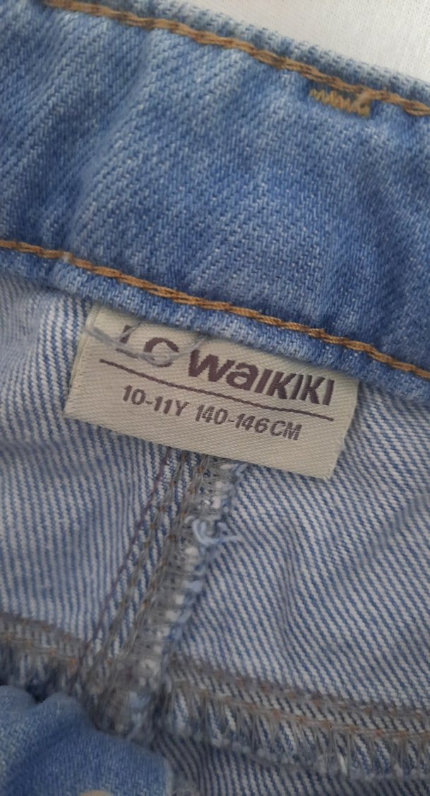 Nakışlı, kemerli, bol kesim mavi kot şort - Görsel 5