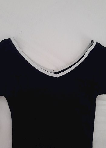 Siyah Uzun Kollu Crop Top - Görsel 2