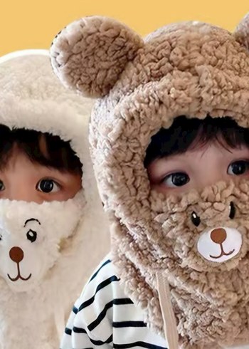 Yumuşak Peluş Ayıcık Figürlü Çocuk Şapkası  Bere - Görsel 3