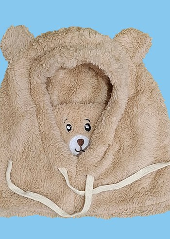 Yumuşak Peluş Ayıcık Figürlü Çocuk Şapkası  Bere - Görsel 2