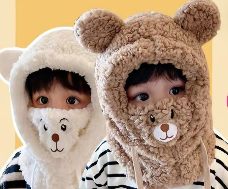 Yumuşak Peluş Ayıcık Figürlü Çocuk Şapkası  Bere - Görsel 3