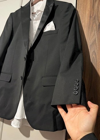 Düğmeli Siyah Erkek Kruvaze Ceket - Görsel 2