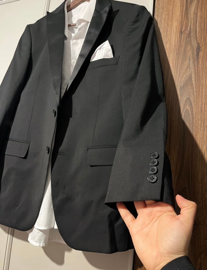 Düğmeli Siyah Erkek Kruvaze Ceket - Görsel 2