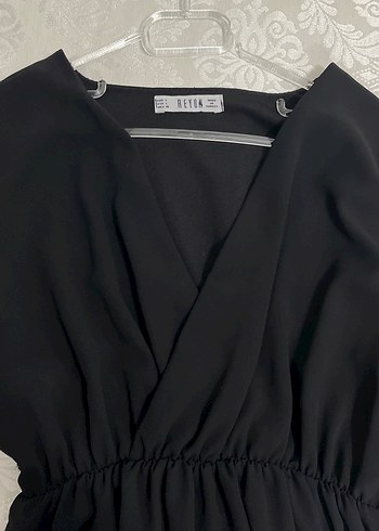 Siyah V Yaka Kadın Elbise - Görsel 3