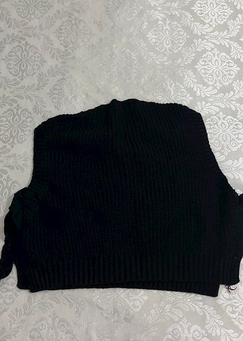 Nakışlı Siyah Örgü Kadın Süveter - Görsel 3