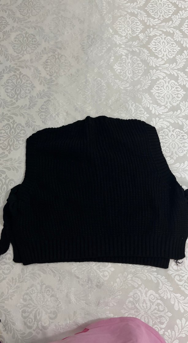 Nakışlı Siyah Örgü Kadın Süveter - Görsel 3