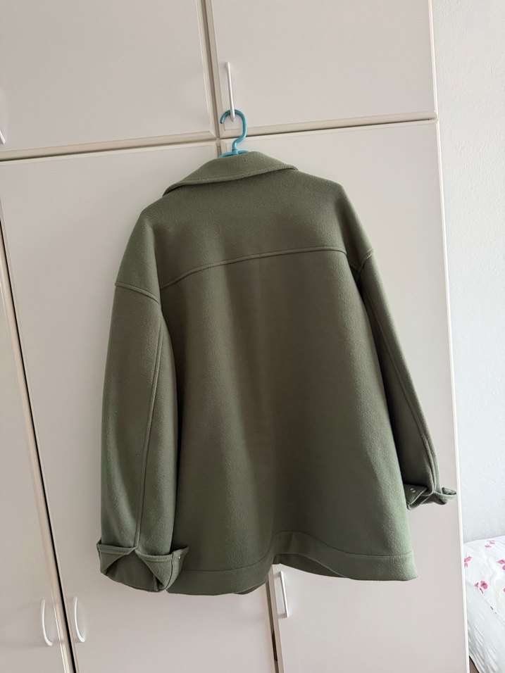 ZaraDüğmeli Haki Erkek Midi Ceket - Görsel 4