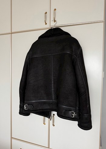 Zara Kürklü Siyah Deri Biker Ceket - Görsel 4