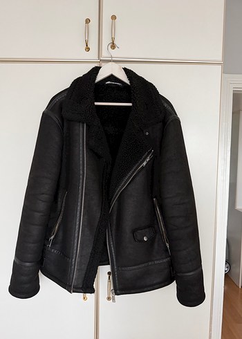 Zara Kürklü Siyah Deri Biker Ceket - Görsel 2