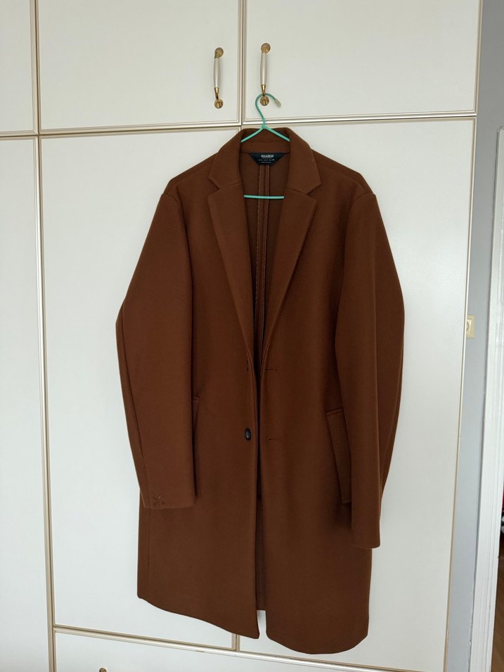 Kahverengi Erkek Midi Palto - Pull bear - Görsel 2