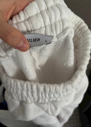 Beyaz Kadın Bol Kesim Keten Eşofman - Görsel 2