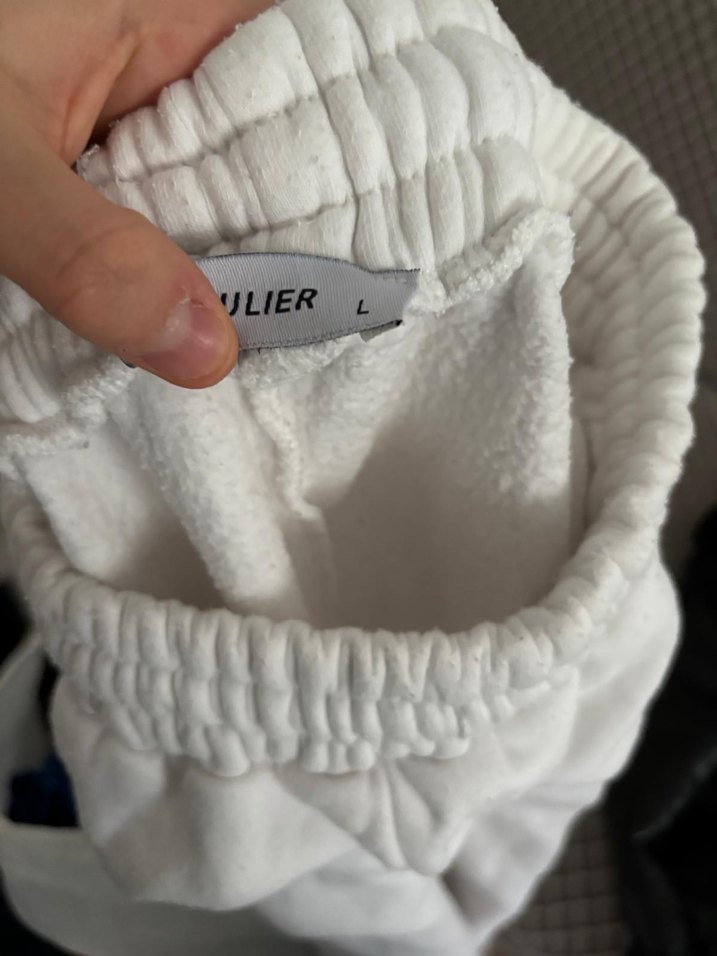 Beyaz Kadın Bol Kesim Keten Eşofman - Görsel 2