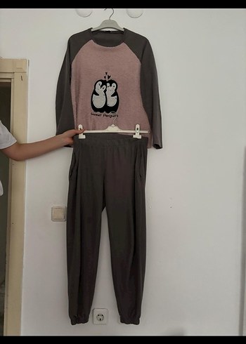 Kahverengi Kadın V Yakalı Bol Kesim Tulum - Görsel 2